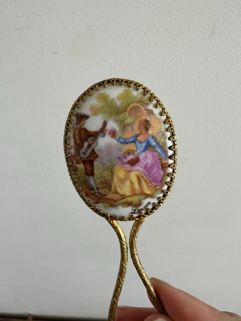 Miroir à main taille XXS porcelaine de Limoges