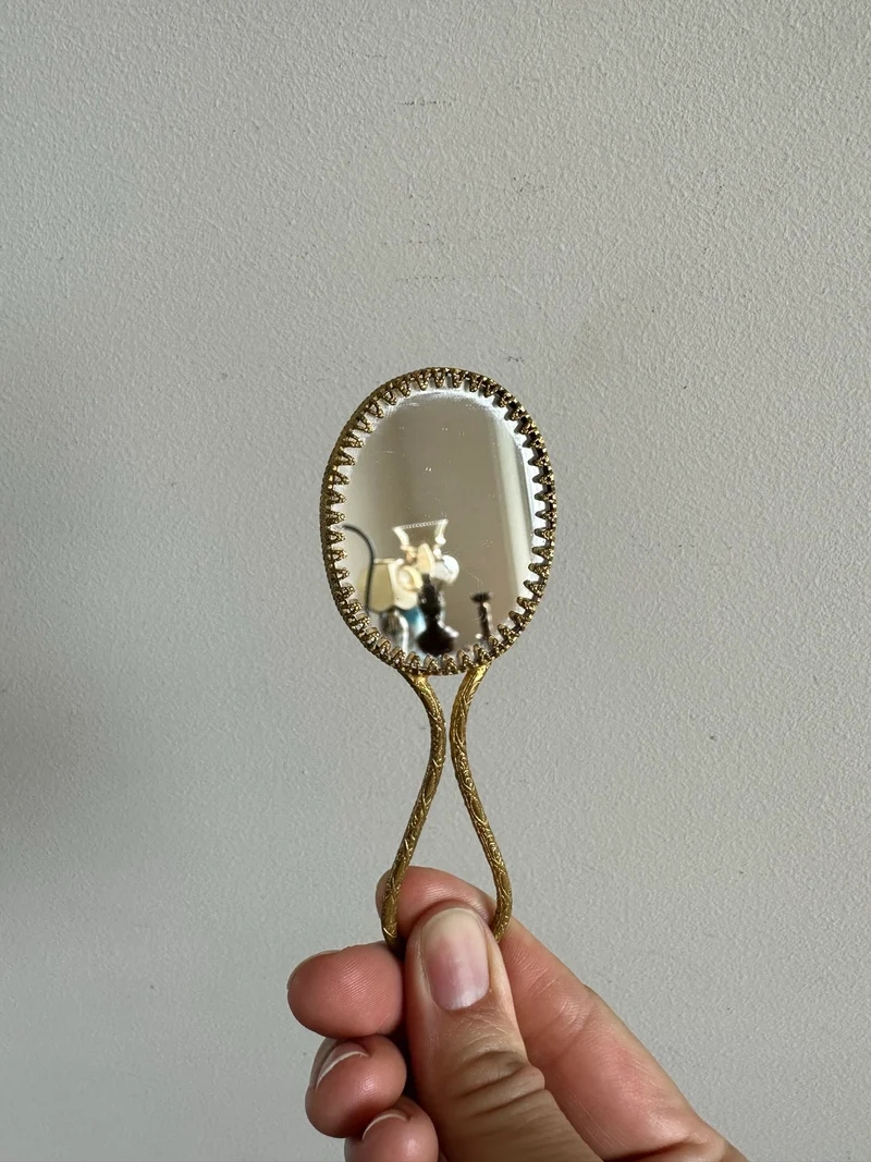 Miroir à main taille XXS porcelaine de Limoges