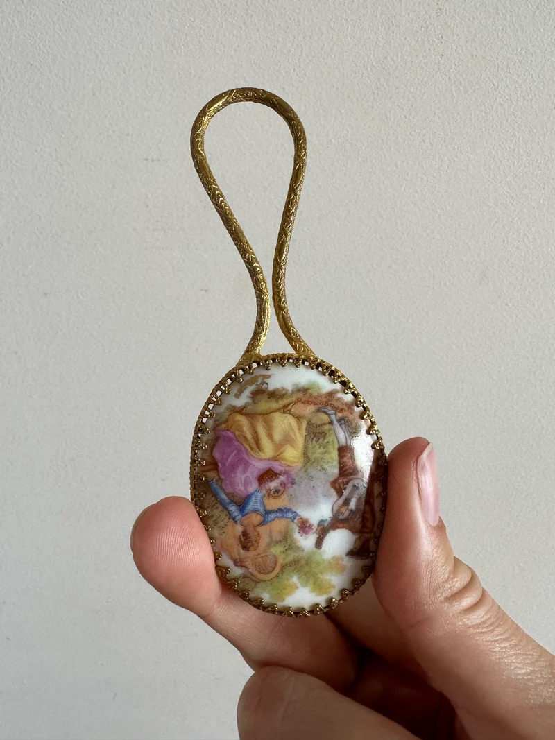 Miroir à main taille XXS porcelaine de Limoges