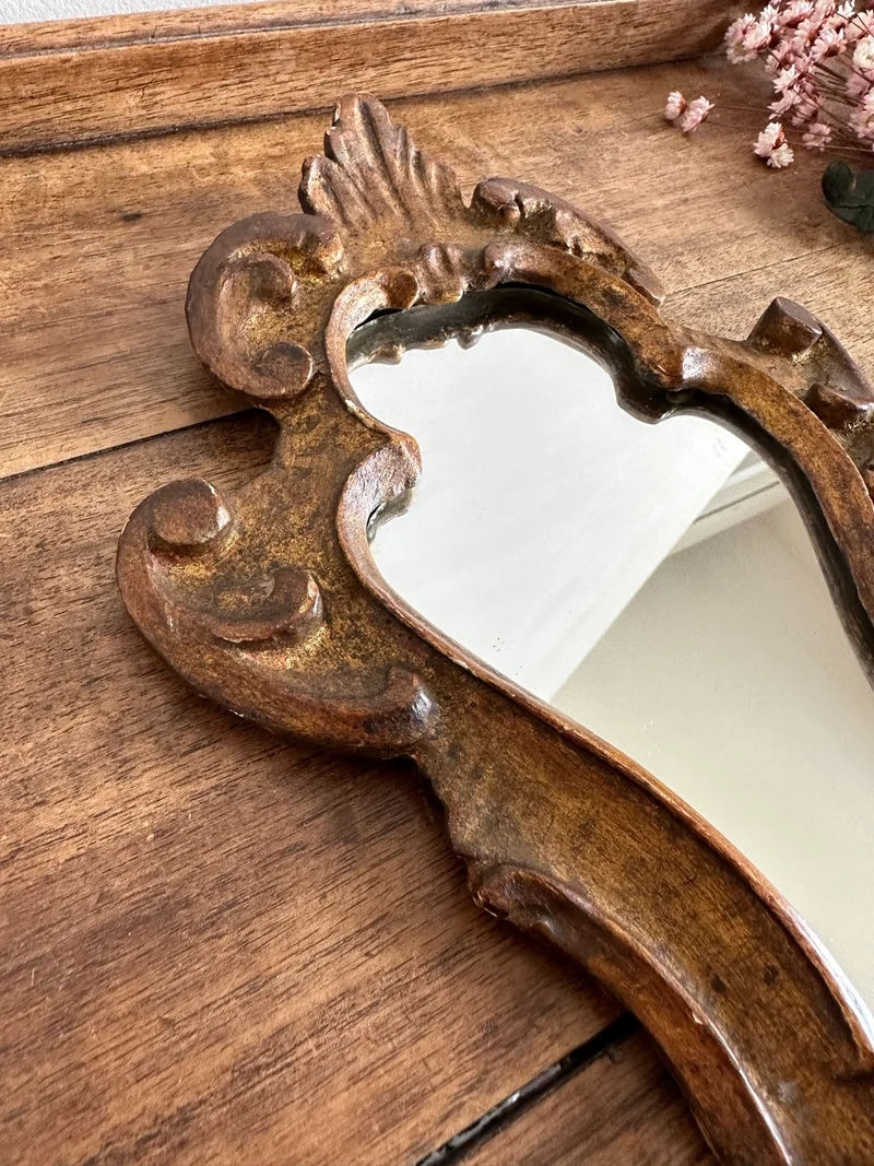 Miroir florentin en bois mordoré