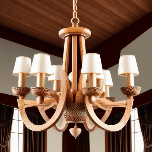 Lustre Chandelier en Bois pour Chalet