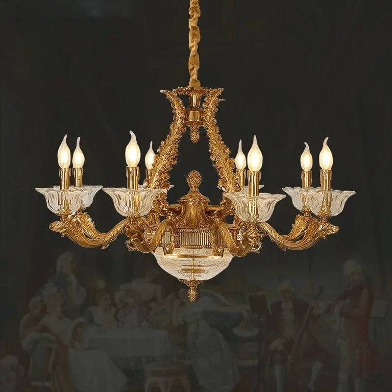 Chandelier Laiton avec Ornements