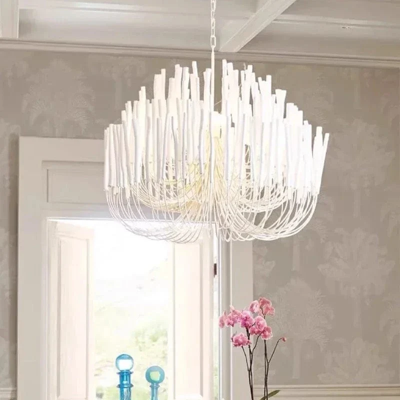 Lustre Chandelier en Bois Blanc