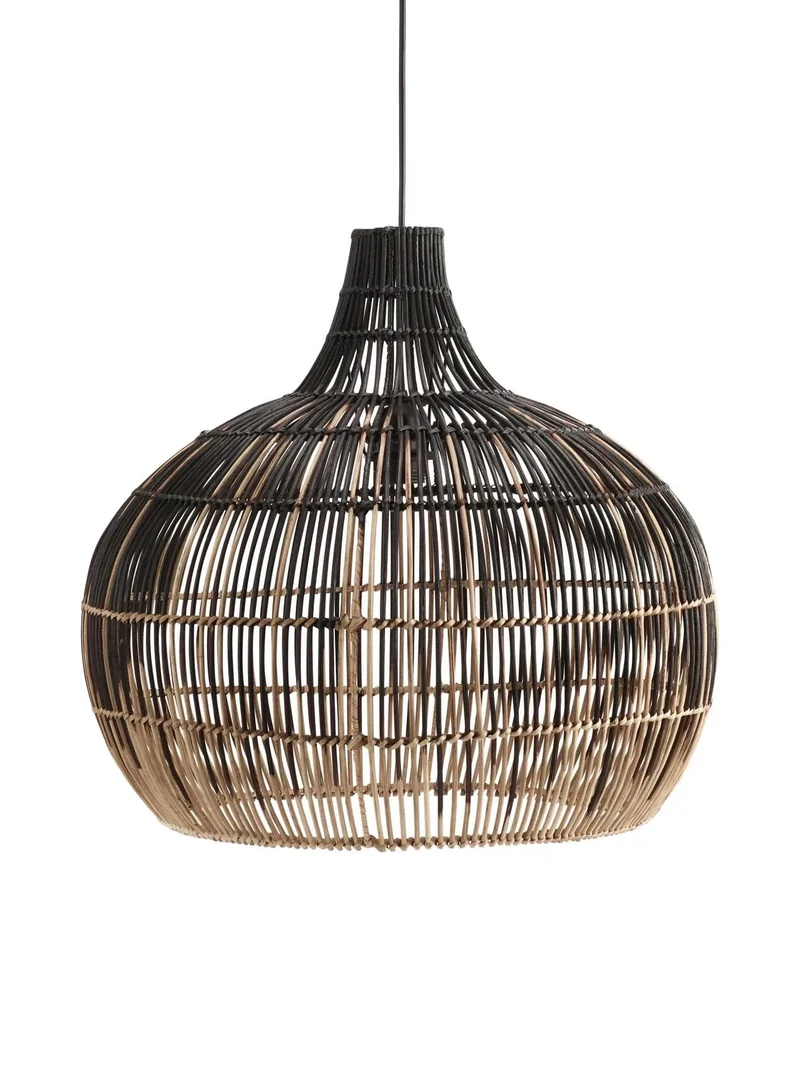 Suspension Boule en Rotin Noir
