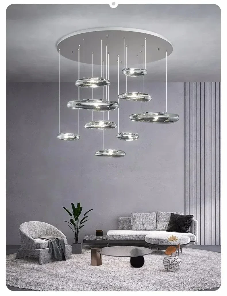 Plafonnier Suspension Chrome Moderne pour Salon