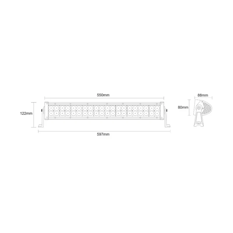 Barre lumineuse LED droite / Faisceau large / 60x LED / 550mm