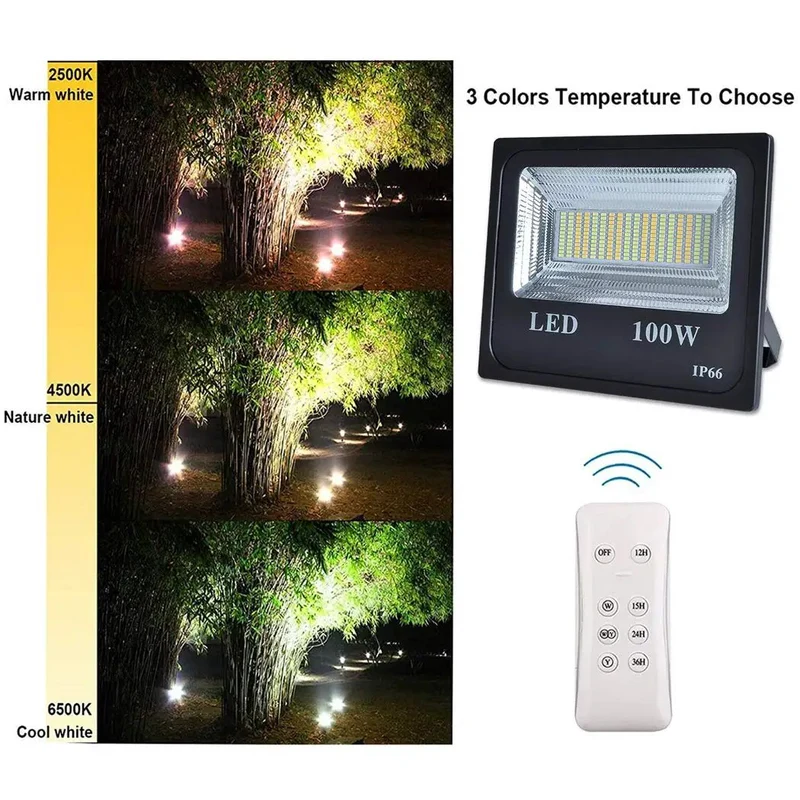 Hella Bright 100W Solar Flood Lights Outdoor With Dusk To Dawn Sensor 12000 Lumen Remote Controlled Security Spotlights Rock Solid Waterproof Yard Lighting For Driveways And Yards