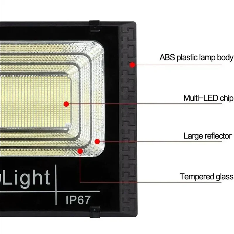 Heavy Duty 800W Led Solar Floodlight With Remote Control IP66 Waterproof Outdoor Spotlight For Backyards And Driveways Rugged Badass Design Super Bright Nighttime Security