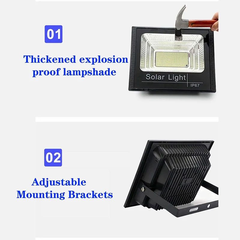 Rock Solid Solar Security Lights And High Output LED Floodlights With IP67 All Season Weather Shielding For Driveways Fences And Porches Featuring Instant Motion Triggered Bright Night Glow