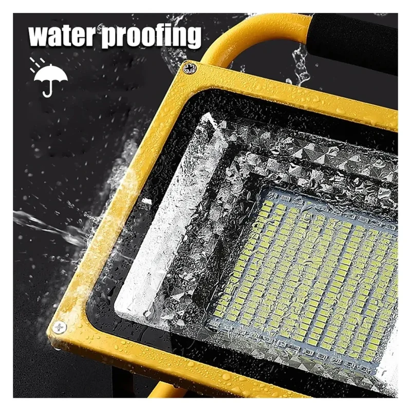 Get Your Hands on This Badass LED Rechargeable Floodlight Waterproof and Super Bright 800W Output for Outdoor Work Sites Courts and Gardens Tough Portable Iron Body Runs All Day for Pros