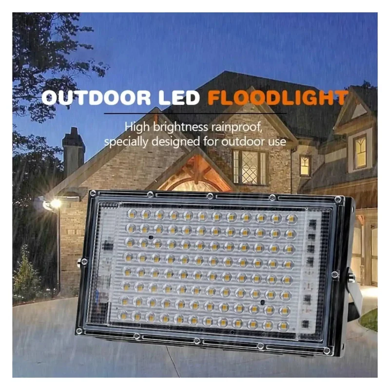 Tough Outdoor Led Floodlight Ip65 Waterproof Super Bright Spotlight Heavy Metal Build Easy Wall Install Ideal For Yard Patio Garage Security And Street Lighting Cool White Beam