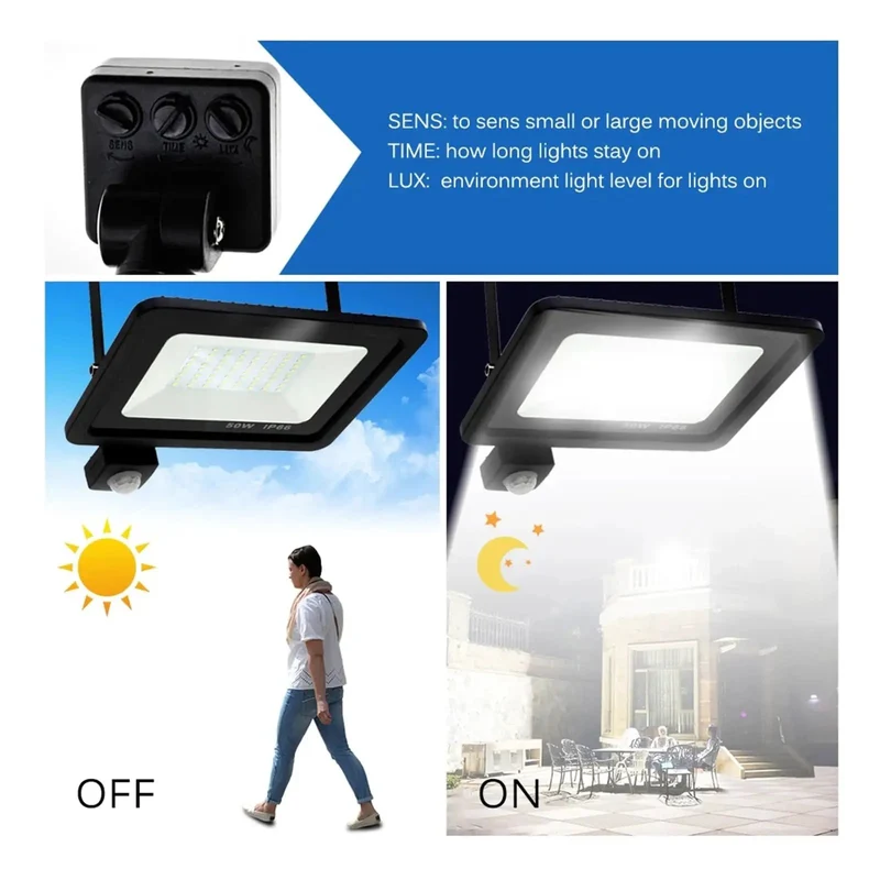 Built Tough PIR Motion Sensor LED Flood Light With IP66 Weatherproof Design And Adjustable Detection Range For Driveway Sidewalk Or Parking Lot Nighttime Security Daylight And Warm White Mode