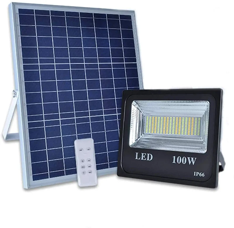 Badass 100W Solar Flood Lights With Remote Hella Bright IP66 Waterproof Outdoor Spotlight Three Color Temps For Yard And Parking Lot Areas That Always Shine Bright