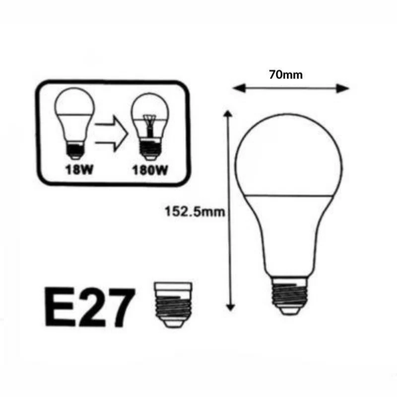 Ampoule LED E27 18W 220V A70 - Pack de 100