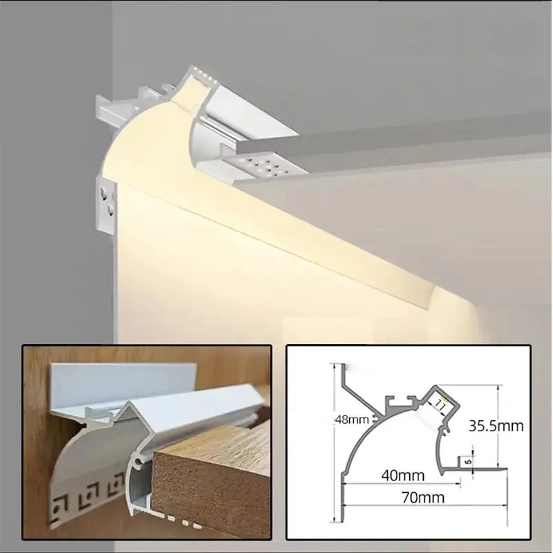 Profilé Aluminium Blanc 2m pour Ruban LED simple pour Faux-Plafond