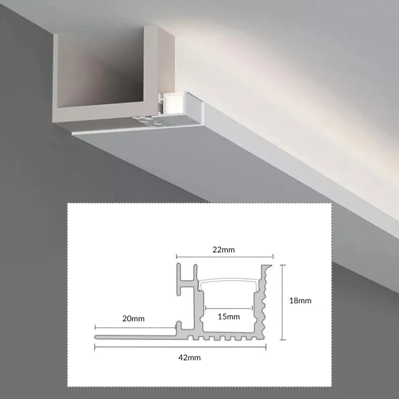 Profilé Aluminium Blanc 2m pour Ruban LED Intégration Faux-Plafond