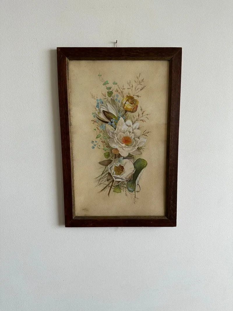 Aquarelle magnolia signée encadrée années 40-50