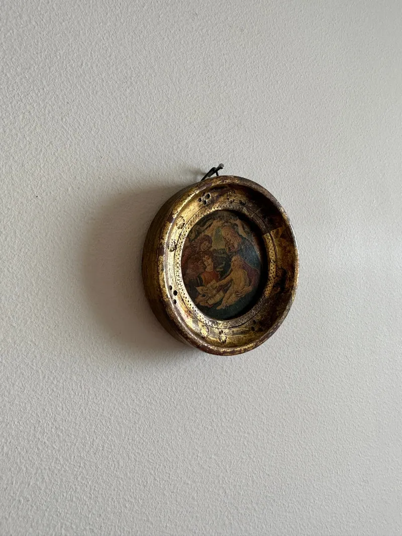 Médaillon Botticelli "Magnificat" cadre en bois doré