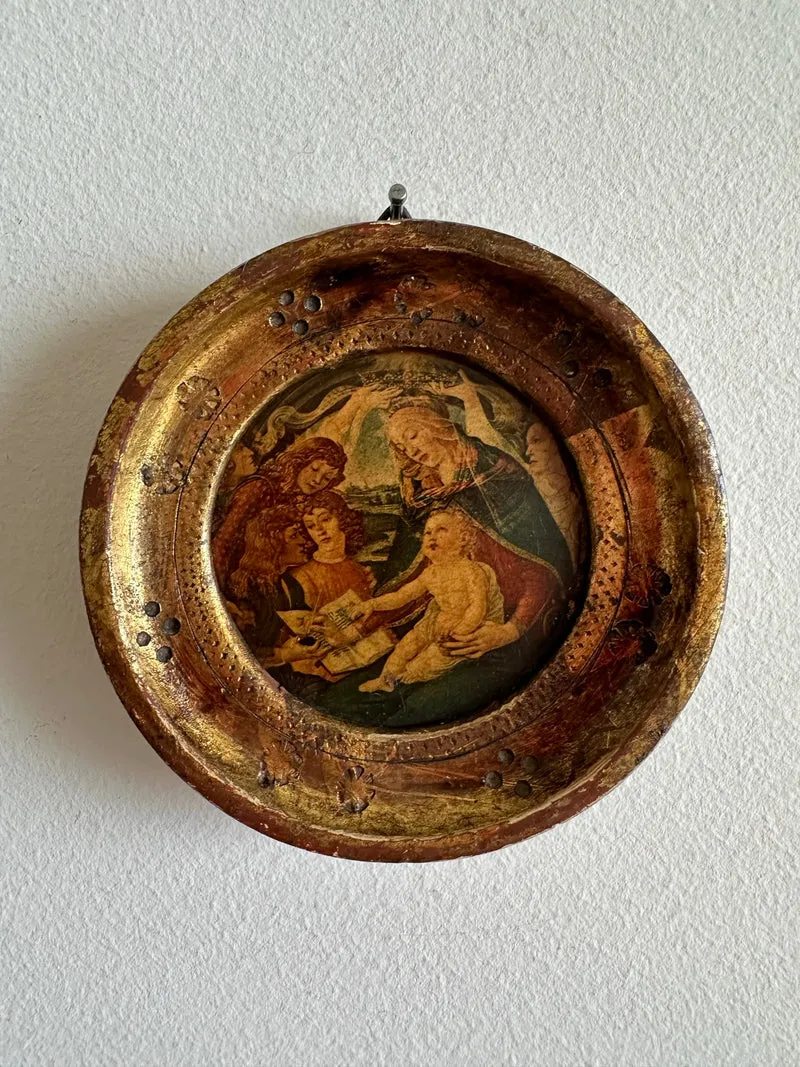 Médaillon Botticelli "Magnificat" cadre en bois doré