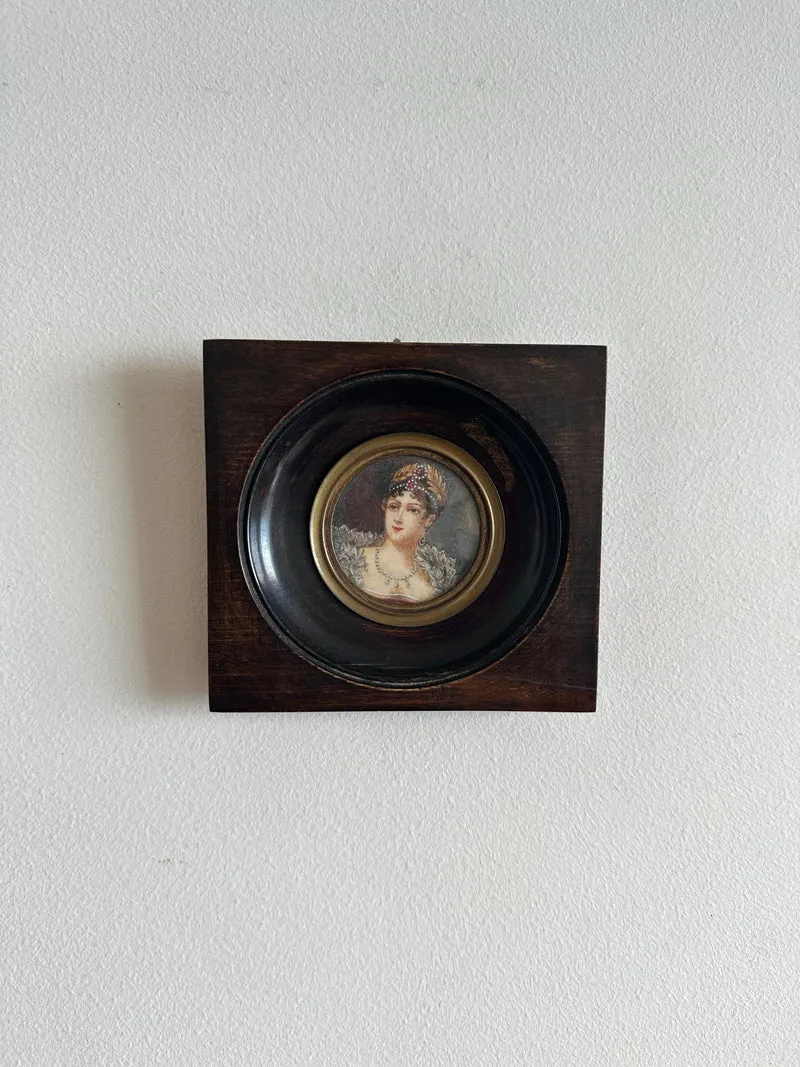 Médaillon en bois carré peinture estimation 19eme