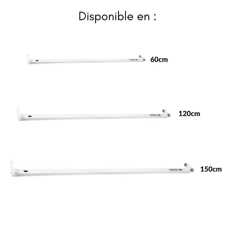 Support pour 2 tubes LED T8 60 cm IP20