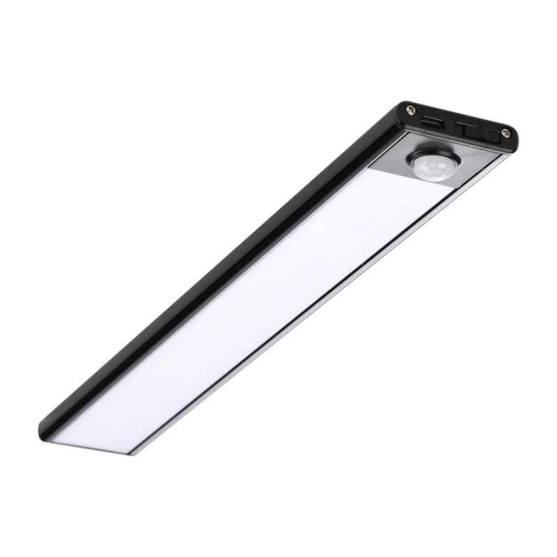 Réglette LED Rechargeable USB 30cm 1,5W Noire avec Détecteur de mouvement