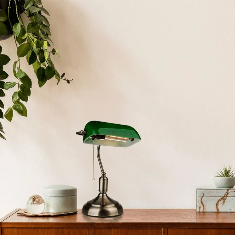 Lampe de Banquier Verte avec Interrupteur pour Ampoule E27 Garantie 5 ans