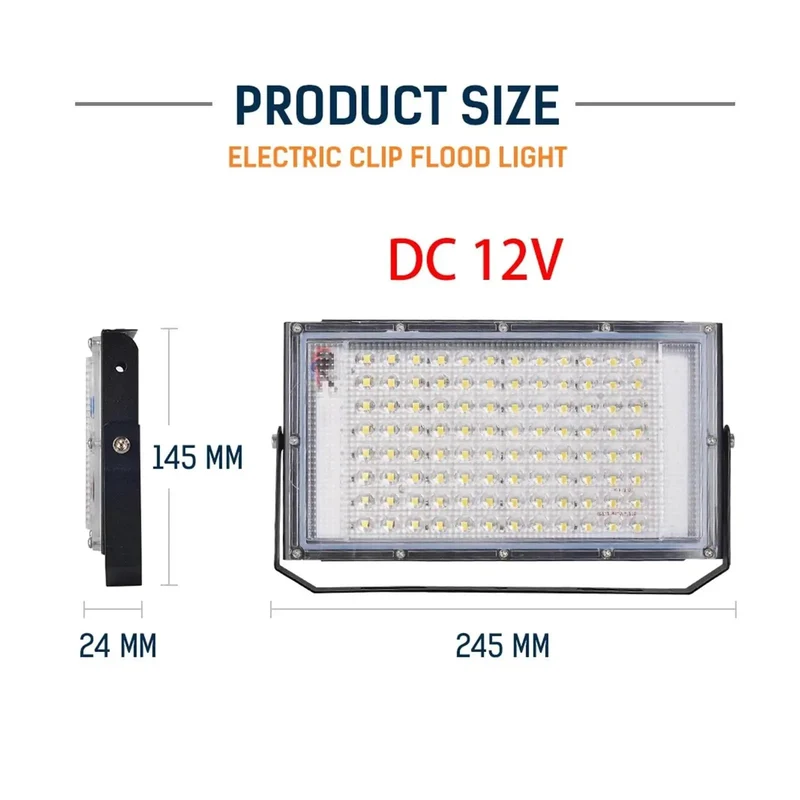 Badass 12V DC LED Flood Lights 50W And 100W Hella Bright Heavy Duty Outdoor Spotlights IP66 Waterproof Slick Design For Fences Barns Garages Rock Solid Portable Illumination Cool White Cast