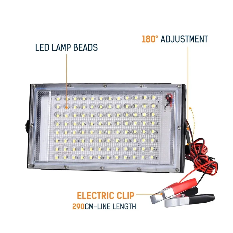 Badass 12V DC LED Flood Lights 50W And 100W Hella Bright Heavy Duty Outdoor Spotlights IP66 Waterproof Slick Design For Fences Barns Garages Rock Solid Portable Illumination Cool White Cast