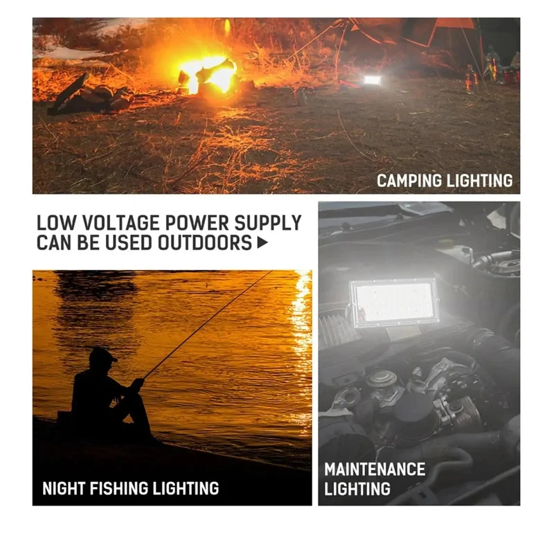 Badass 12V DC LED Flood Lights 50W And 100W Hella Bright Heavy Duty Outdoor Spotlights IP66 Waterproof Slick Design For Fences Barns Garages Rock Solid Portable Illumination Cool White Cast
