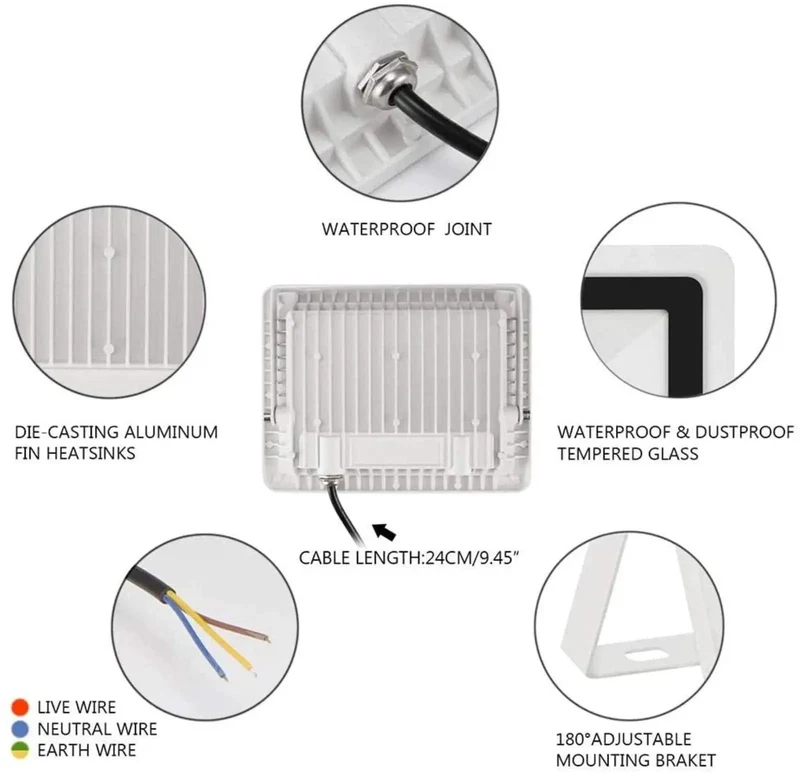 Heavy Duty 100W Solar Flood Lights Outdoor Spotlight Waterproof IP66 Blasts 10000Lm Of Badass Brightness With Superior Heat Dissipation For Rock Solid Garden Yard Security Setup