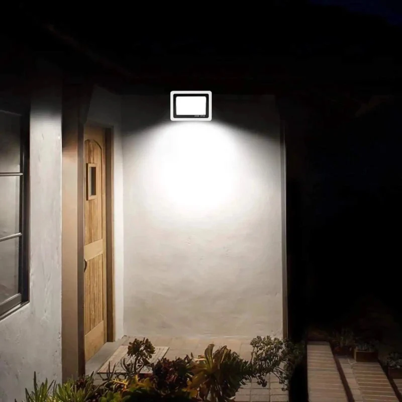 Heavy Duty 100W Solar Flood Lights Outdoor Spotlight Waterproof IP66 Blasts 10000Lm Of Badass Brightness With Superior Heat Dissipation For Rock Solid Garden Yard Security Setup