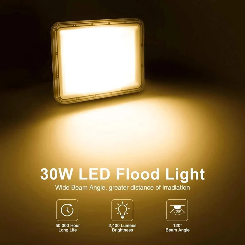Super Bright 30W LED Flood Lights Outdoor Rock Solid IP67 Waterproof For Yard And Garden Security Lighting Heavy Duty Exterior Illumination Zero Sweat Performance