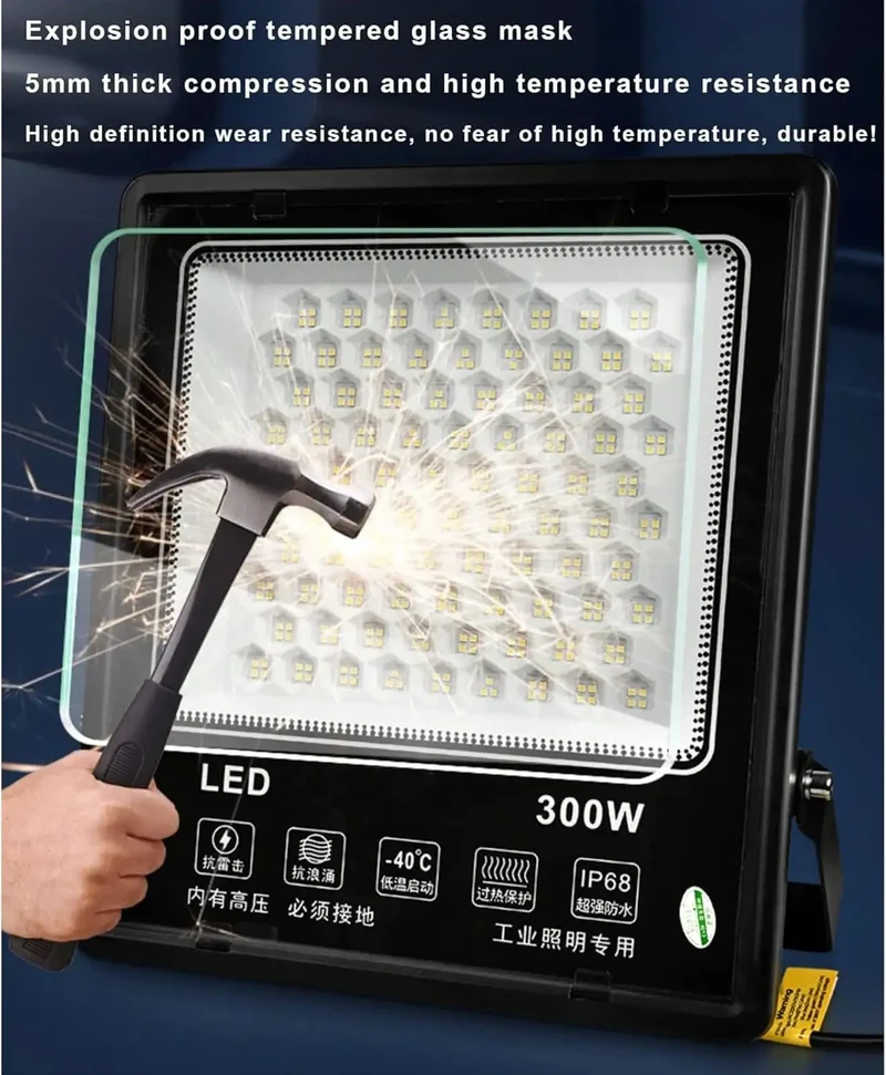Score Big With This Heavy Duty Outdoor Led Floodlight Throwing 6500K Cool White Light For Top Security. IP68 Rated Aluminum Alloy And Tempered Glass Sheds Rain. Wide Adjustable Brackets. Grab The 50W Or 200W Model To Brighten Your Property Like A Champ.