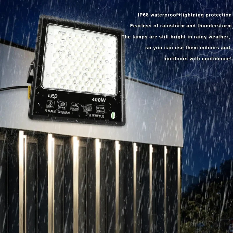 Score Big With This Heavy Duty Outdoor Led Floodlight Throwing 6500K Cool White Light For Top Security. IP68 Rated Aluminum Alloy And Tempered Glass Sheds Rain. Wide Adjustable Brackets. Grab The 50W Or 200W Model To Brighten Your Property Like A Champ.