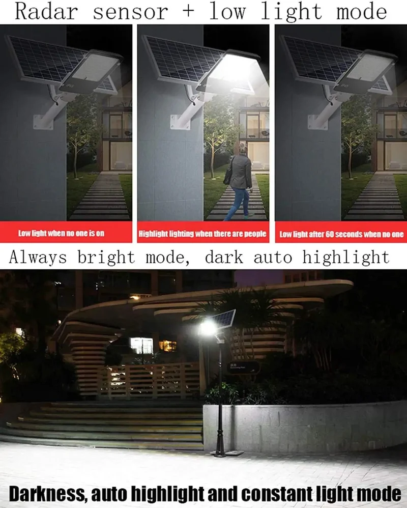 Heavy Duty Solar Street Light With Radar Sensor And Remote Control Kick Ass Led Flood Light For Yard And Driveway Rock Solid Frame No Wire Hassle Dusk To Dawn Security Lighting Ready For Instant Install