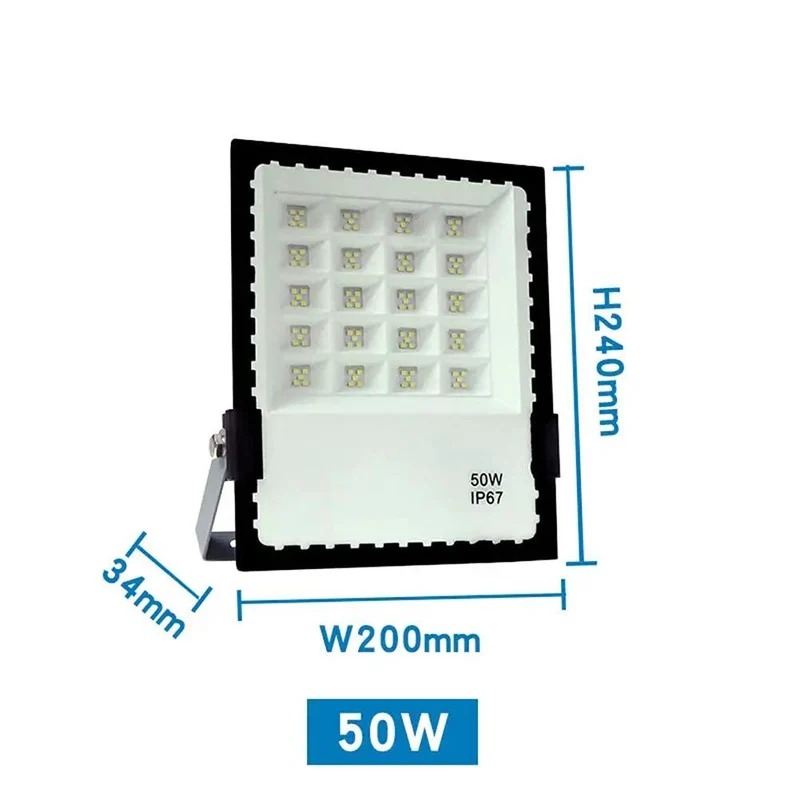 Rugged Aluminum LED Floodlight Heavy Duty Workhorse Ip67 Waterproof For Outdoor Security Garages Warehouses Patios And Yards. 6500K Daylight White Output Uses 2835 Chips For Blazing Clarity On A Wall Mount Beast Built For Performance.