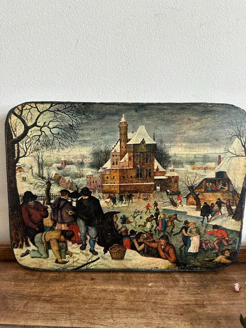 Représentation Les Patineurs sur bois épais