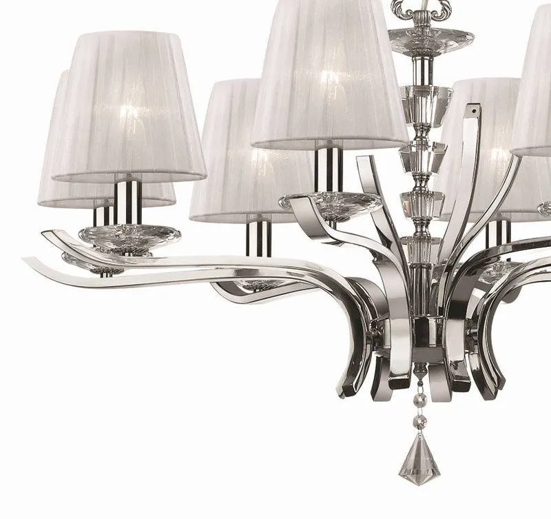 Lustre PEGASO-8 abat-jour organdi