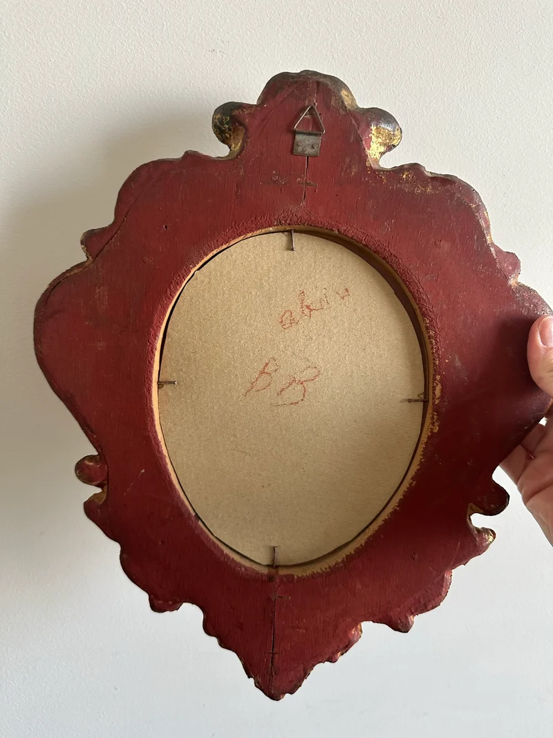 Miroir florentin or et orange années 50