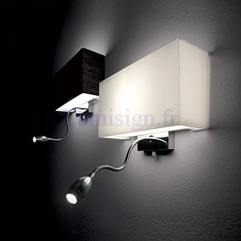 Applique liseuse HOTEL blanche ou noire Blanche