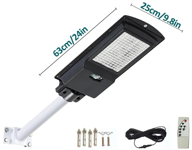 360W Solar Street Light And Motion Sensor With Remote Badass Waterproof Security Flood Lamp For Yard Garden And Garage Dusk To Dawn 114 Led Beads Ultra Bright Year Round