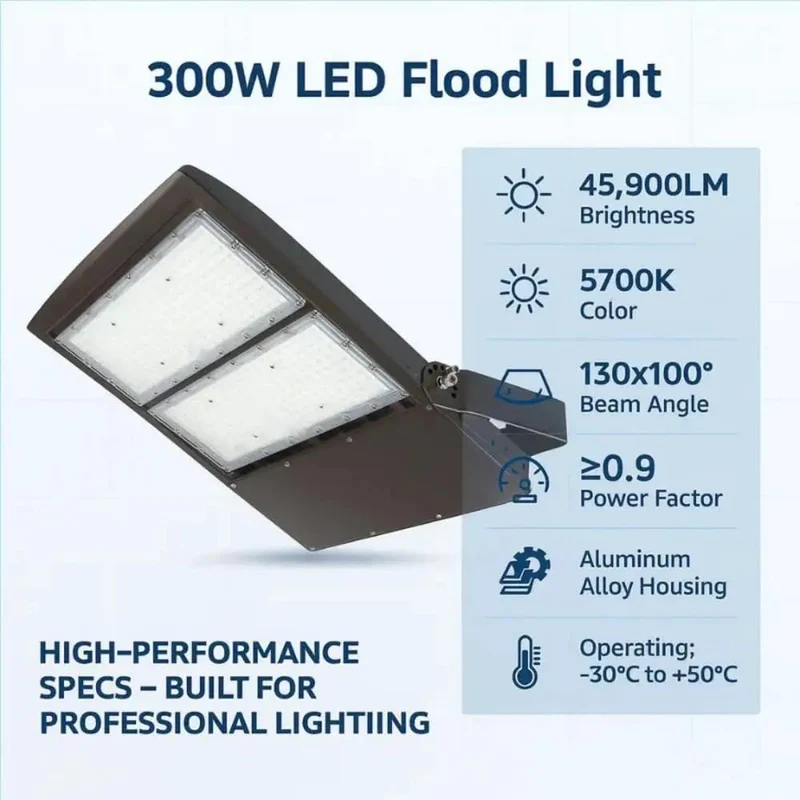 300W LED Flood Light 240W 200W 150W Ultra Bright 40500LM Outdoor Yard Security Commercial Lighting With U Bracket 5700K 4000K 5000K IP66 DLC UL Rock Hard Heavy Duty Hardscape Floodlight For Parking Lot And Backyard Glow Ups Badass Illumination Powerhouse