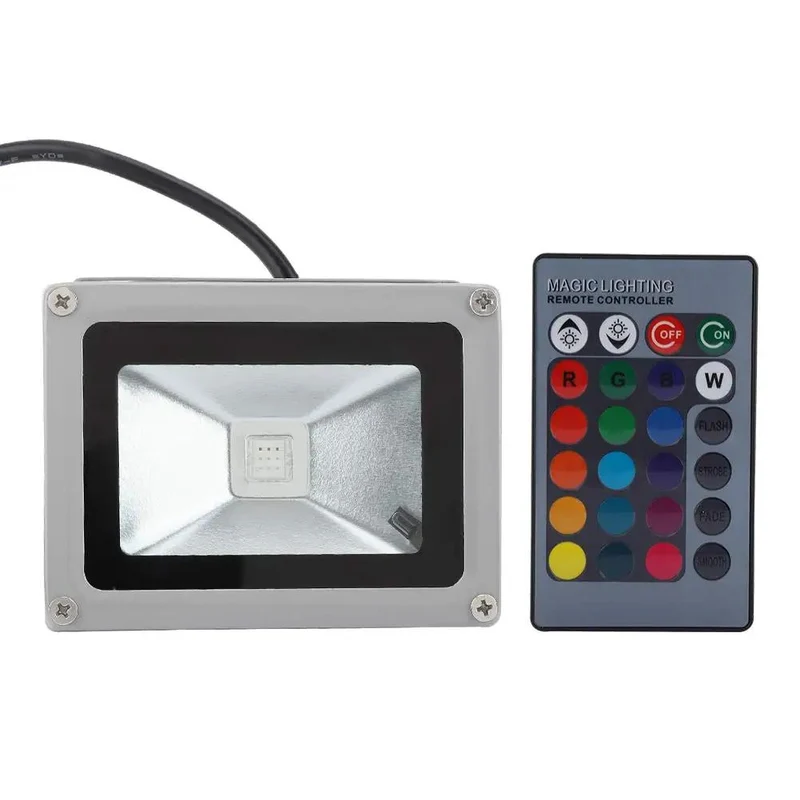 Killer RGB LED Flood Light For Outdoor Garden Security And Patio Setup With Easy Remote Control And 10 Watt Energy Catcher Total Backyard Glow Weather Proof Heavy Duty Lamp