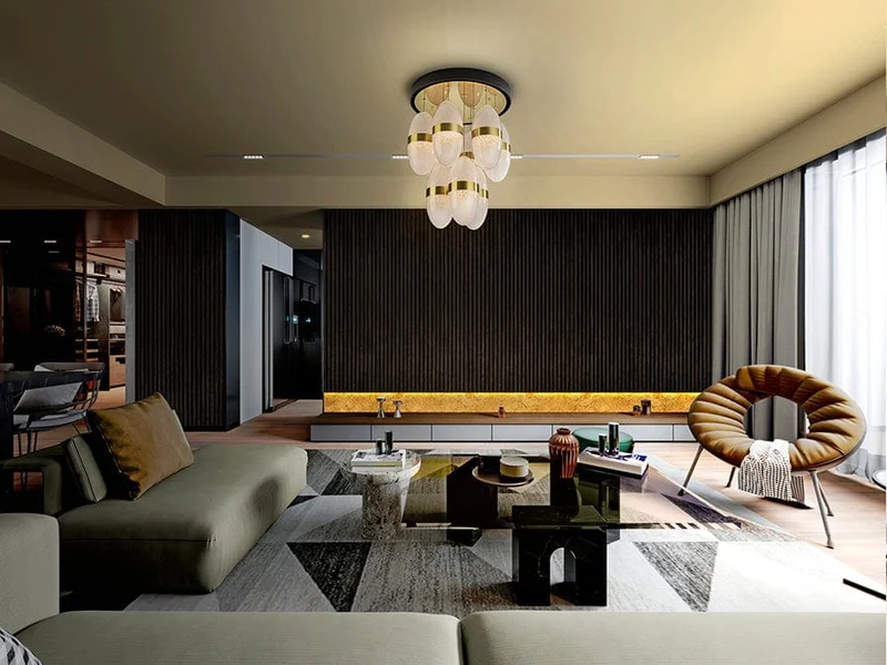 Lustre Doré LED Plafond Haut