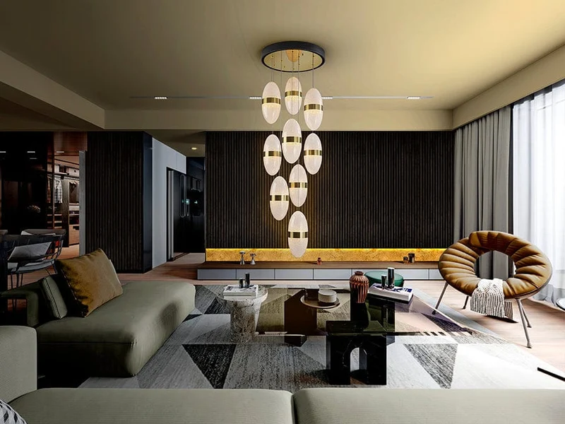 Lustre Doré LED Plafond Haut