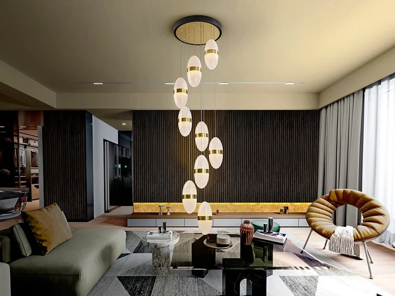 Lustre Doré LED Plafond Haut