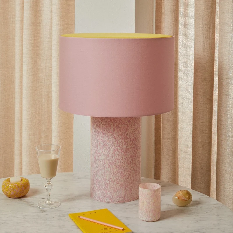 Stories of Italy Ivory & Pink Pillar Lamp