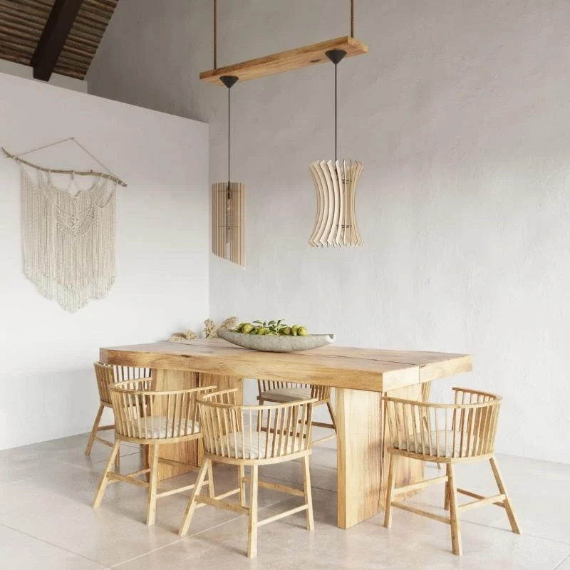 Suspension Bois Cylindre pour Ampoule E27