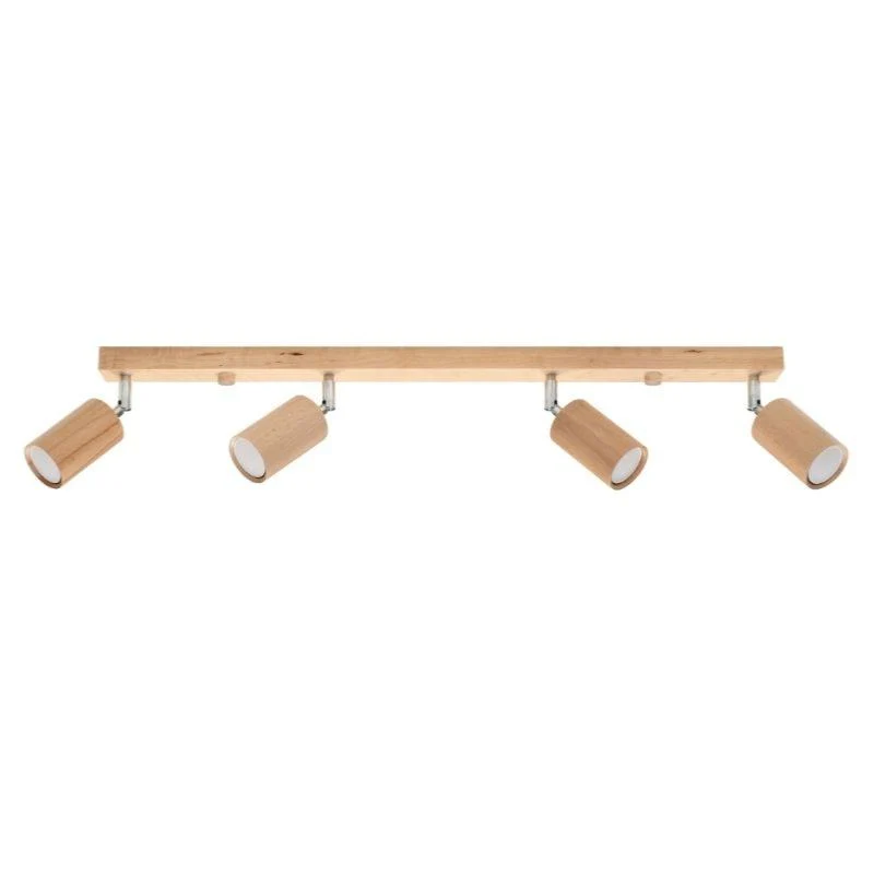 Plafonnier Bois Orientable pour 4 Ampoules GU10